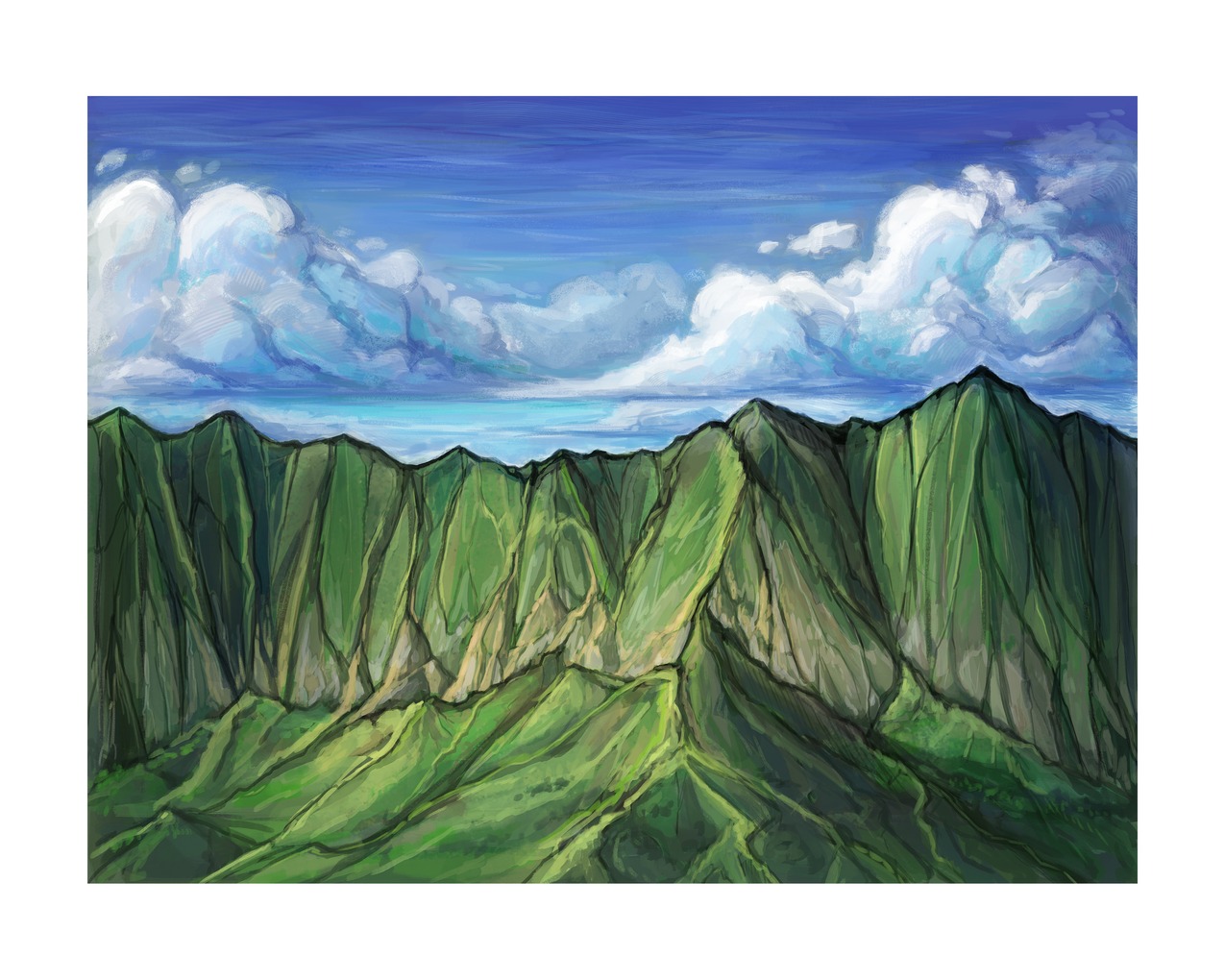 The view of the Ko'olau Mountains between Kane'ohe and Ka'a'awa.