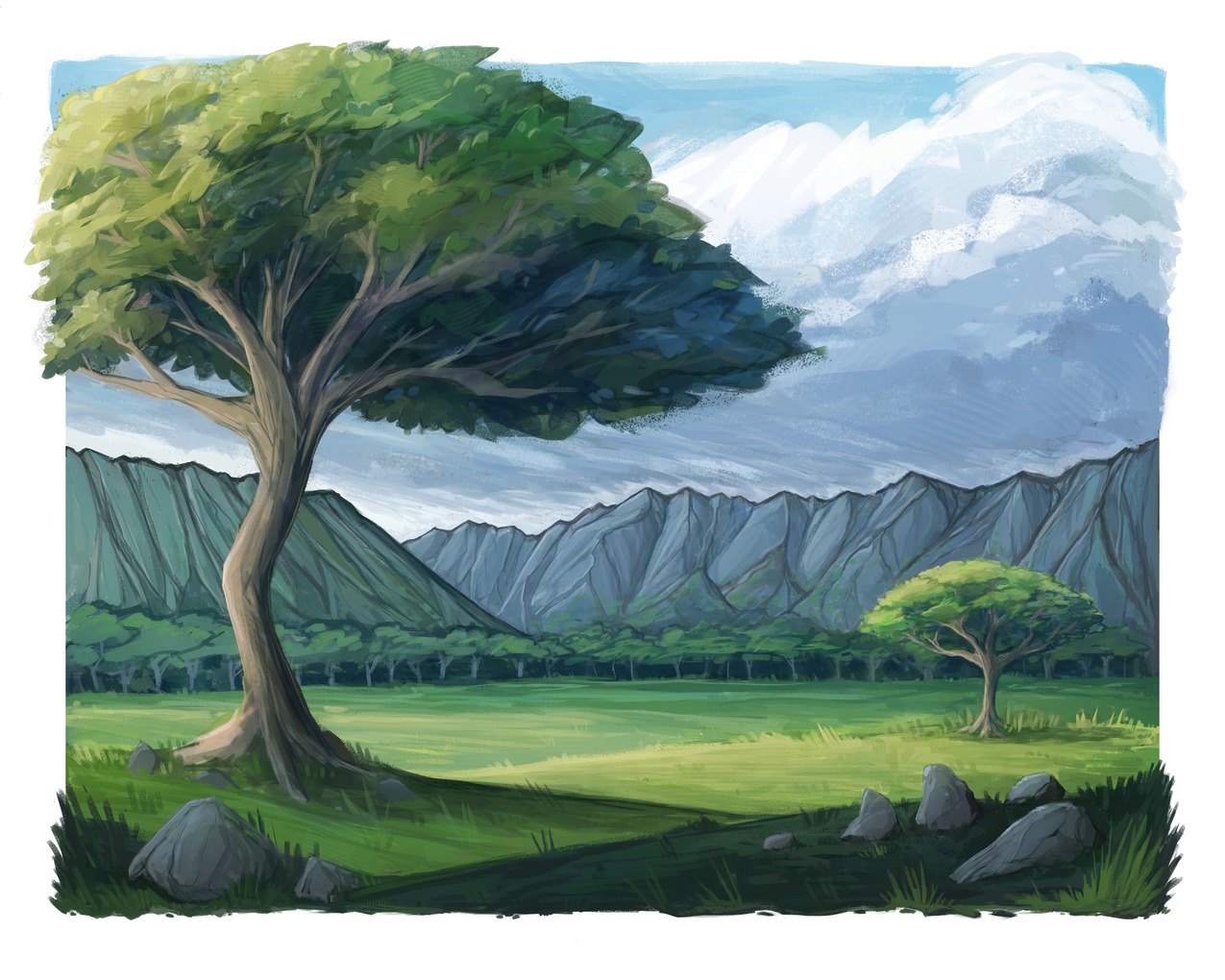 Manoa Vallery Park with the view of the valley in the distance.