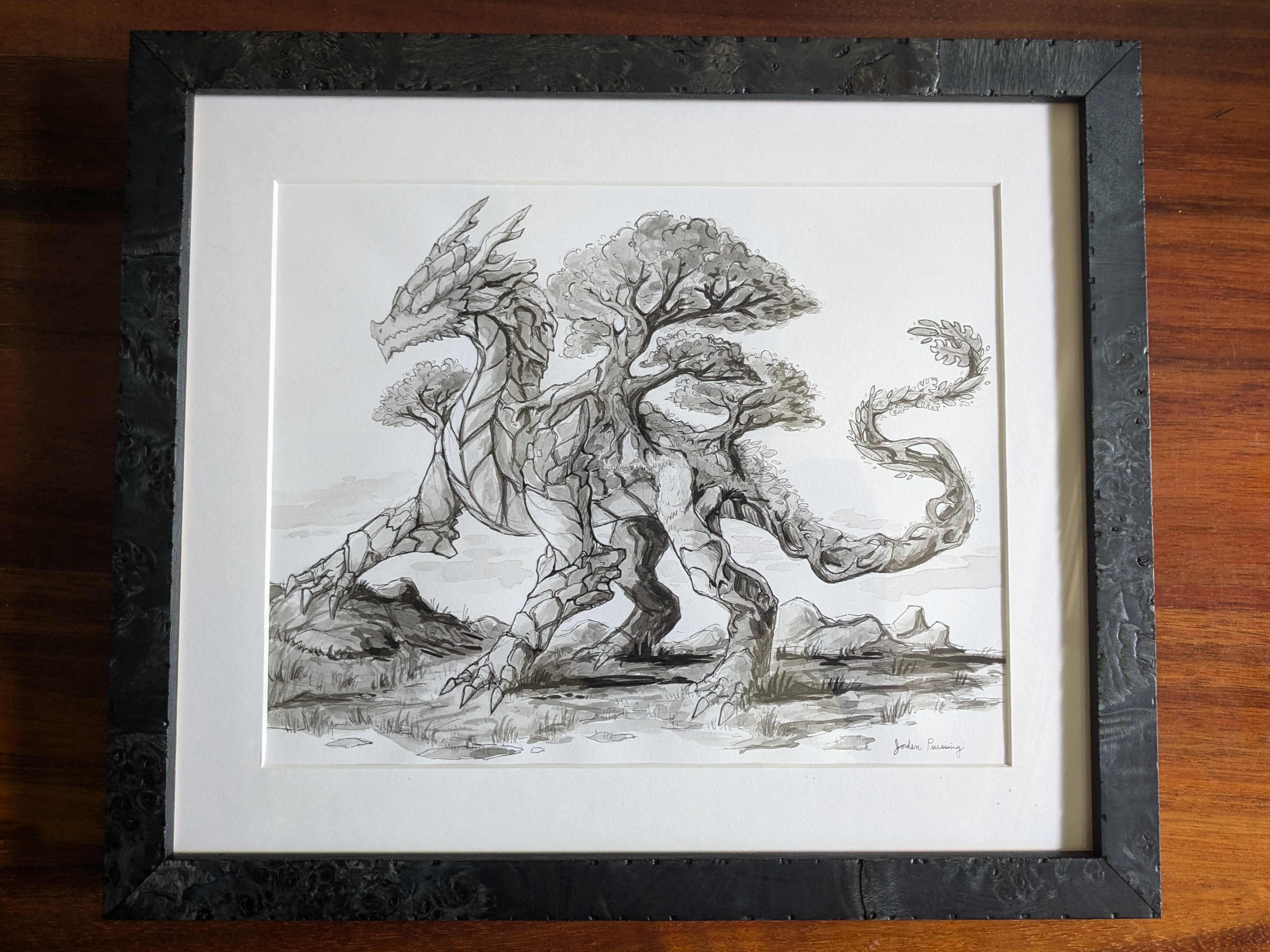 A nature dragon with various trees sprouting from its back.